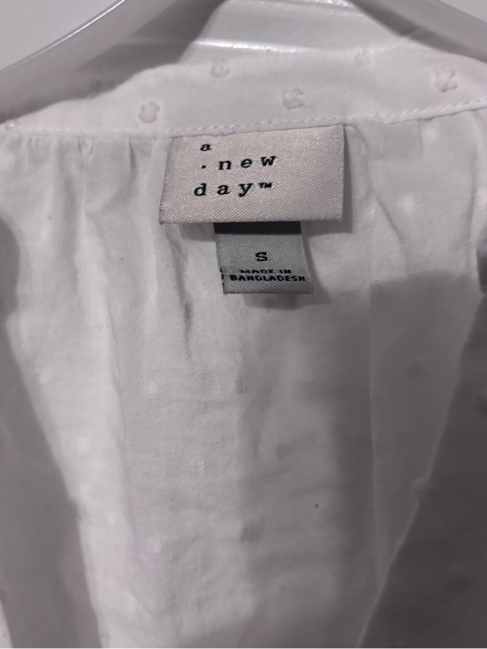 100% cotton a new day White Swiss-Dot Tie-Front Tunic Blouse size small - Picture 3 of 7
